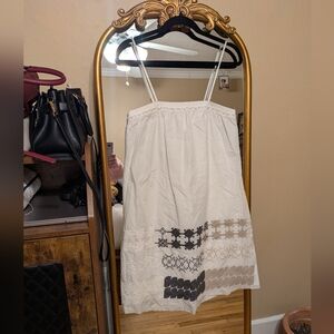 White and Black Embroidered Dress